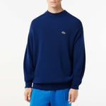 Lacoste Mens Relaxed Fit Crewneck Wool Sweatshirt in Blue material_cotton - Size X-Small