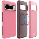 TUDIA MergeGrip Designed for Google Pixel 8 Pro Case 2023, [MagSafe Compatible] Military Grade Slim Dual Layer Raised Edge Non-Slip Phone Case (Smokey Pink)