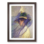 Big Box Art Edmund C. Tarbell The Blue Veil Framed Wall Art Picture Print Ready to Hang, Walnut A2 (62 x 45 cm)