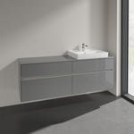 VILLEROY & BOCH COLLARO SERVANTSKAP 160 M/LYS FOR SERVANT HØYRE 60 CM M/4 SKUFFER GRÅ HØYGLANS