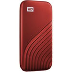 WD 2TB My Passport Portable SSD, External NVMe Solid State Drive, USB-C, up to 1050 MB/s, Works with PC, Xbox and Playstation, 2-meters drop resistance, Red