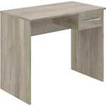 Bureau en mélamine coloris chêne - Longueur 90 x profondeur 50 x Hauteur 75 cm Pegane