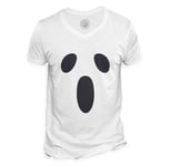 T-Shirt Homme Col V Ghost Face Monstre Halloween Peur Horreur Film