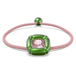 Swarovski Bracelet Dulcis femme, cristal taillé avec précision, coussiné sur une monture verte brillante moulée avec cordon rose, taille M