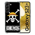 Cokitec Coque Renforcée en Verre Trempé pour Samsung Galaxy S23 Plus Manga One Piece Tete de Mort