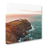 Howth Beacon in Dublin Ireland Modern Canvas Wall Art Print Ready to Hang, Framed Picture for Living Room Bedroom Home Office Décor, 14x14 Inch (35x35 cm)