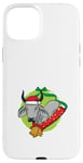 Coque pour iPhone 15 Plus Zébu de Noël avec bonnet de Père Noël et clochettes - Art animal de vacances