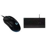 Logitech G403 HERO Wired Gaming Mouse, HERO 25K Sensor, 25,600 DPI, RGB Backlit Keys, Adjustable Weights, 6 Programmable Buttons, On-Board Memory, PC/Mac - Black & 213 Prodigy Gaming Keyboard - Black