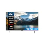 Metz TV 32'' (81 cm) HD LED Android TV 9.0 (Netflix, Prime Video, Disney+, MyCanal, OCS, Apple TV, …) avec Tuners DVB-T2/C/S2 Dolby Audio - 32MTC6110 avec écran Infini sans Bords