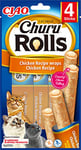 INABA Churu Rolls - Friandises pour Chats à Nourrir à la Main - Délicieux Snacks pour Chats avec Une Garniture crémeuse - Enrobage de Poulet