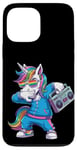 Coque pour iPhone 13 Pro Max Licorne dans les années 80 avec enregistreur cassette