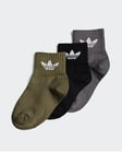 Adidas Originals Kids Ankle Socks - 3 Pack - Grey Multi