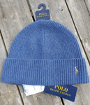 Genuine POLO RALPH LAUREN Blue Heather 80% Wool BEANIE Hat Toque Tag 44983422002