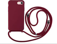 wentdzSW Cordon de Coque Compatible avec iPhone 6/7/8 (4.7"),Couleurs de Bonbons Cover Silicone Liquide Lanyard Case Réglable Collier pour Étui Housse -Rouge