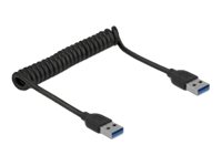 Delock Usb 3.0 Coiled Cable Type-A Male To Type-A Male - Adapter För Direktanslutning - Usb 3.0 - Usb 3.0 X 1 - Svart