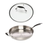 Lot poêle tout inox et couvercle verre 32 cm Excell'Inox Mathon