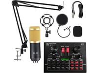 Strado Microphone Studio Microphone With Mixer, Bluetooth Karaoke Sound Card Sodial V8x Pro Kit Universal