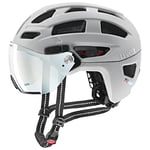 uvex Finale Visor V - Casque de Ville sûr pour Hommes et Femmes - avec Visière - Éclairage Led Compris - Papyrus Matt - 52-57 cm