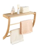 WENKO Porte Serviette Salle de Bain Mural 3 Barres Norway | Surface de Rangement et Barres pour Suspendre Serviettes, vêtements et Accessoires | Style scandinave | Barres 60cm | Noyer|60x50x25cm