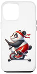 Coque pour iPhone 12 Pro Max Panda sur vélo d'appartement Gym Fitness Entraînement Sport