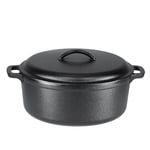 Amazon Basics Round Pre-Seasoned Cast Iron Dutch Oven Pot with Lid and Dual Handles, Heavy-Duty & Large, 6.62 L, Black