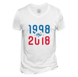 T-Shirt Homme Col V 1998 - 2018 Champion Du Monde Foot France