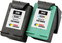 Remplacement Pour Hp 338 343 2 Cartouches D'Encre Compatibles Avec Hp Psc 1610 2355 Photosmart 2575 2610 2710 8150 8450 8750 C3180 Deskjet 460 5740 6540 6620 6840 9800 | Grande C[DYJ072880]