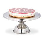 Relaxdays Plateau pour tartes, acier inoxydable, pour servir et décorer, plat pour gâteau, H x D 15 x 32,5 cm, argenté