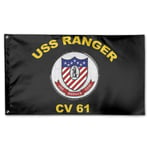 N / A Home Garden Flags,Cv-61 USS Ranger Logo Drapeau De Cour Extérieure, Drapeaux De Cour en Polyester pour Pelouse D'Arrière-Cour À La Maison,150CMx90CM