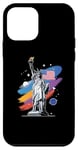 Coque pour iPhone 12 mini Statue de la Liberté USA tenant une torche flamboyante avec des plantes