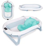 moovkee. Baignoire Bébé Pliable avec Thermomètre et Coussin de Bain - Baignoire Pliable Bébé 80 cm - Support Baignoire Bébé - Baignoire Nouveau-né Set Bébé - Baignoire Bébé - Siège de Bain Bébé