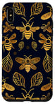 Coque pour iPhone XS Max Coque de téléphone motif géométrique bleu avec abeilles sur noir