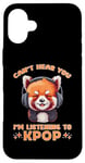 Coque pour iPhone 16 Plus Can't Hear You I'm Listening K-pop amateur de musique coréen panda