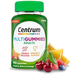 Centrum MultiGummies, Multivitamin Gummies for Men and Women, Vitamins with Essential Vitamin C, D, B12 and Berry & Orange Natural Fruit Flavouring, 60 ct