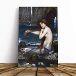 Big Box Art Canvas Print Wall Art John William Waterhouse A Mermaid | Mounted & Stretched Box Frame Picture | Home Decor for Kitchen, Living Room, Bedroom, Hallway, Multi-Colour, 20x14 Inch