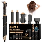 UKLISS Airstyler 5 en 1 avec fer à friser à air ionique - Brosse soufflante - Multistyler - Kit aérographe 5 en 1 avec brosses de coiffage - Accessoires de coiffure - Cadeau pour femme - Noir