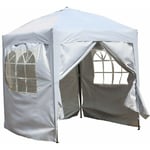 Bc-elec - 578-013 Tonnelle de jardin dépliable, Pavillon de Jardin, Chapiteau Blanc 2X2m avec 4 parois latérales