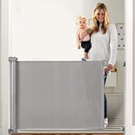 Momcozy Retractable Stair Gate for Baby, Extends up to 180cm Wide, 104cm Tall, Extra Wide Baby Safety Gate, One Handed Silent Operation Baby Gate for Stairways/Hallways/Indoor/Outdoor, Grey