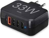 Chargeur Rapide 33w 4 Ports Usb (Chargeur Qualcomm Quick Charge 3.0, Chargeur Usb, Adaptateur Secteur Charge Rapide, 1 Usb-A Qc, 3 Usb-A) Noir[Cdq090540]