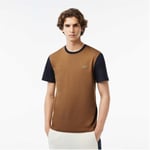 Lacoste Mens Regular Fit Colourblock T-Shirt in Brown material_cotton - Size Medium