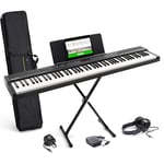 Alesis Clavier piano 88 touches avec 480 sons, haut-parleurs, MIDI USB, sac de transport, support, casque, pédale et leçons pour débutants
