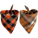 Höst Hund Bandanas 2 Pack, Thanksgiving Hund Bandana, Orange Plaid Husdjursscarf  (FMY)