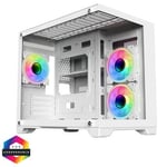 CiT Concept White MATX Gaming Cube Case w/ 3 x Celsius Dual-Ring Infinity Fans