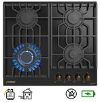 Phoenix PG-604BL Installation Gas Hob Glass Cooktop Cooker 4 Lamps Built IN Oven