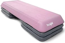 Yes4All CAWR Adjustable Aerobic Step Platform with 4 Risers – Health Club Size (Pink/Grey)