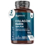 Collagène Marin Hydrolysé 100% Pur Type 1, 1170mg 120 Gélules, Peptides de Collagène Hydrolysé NatiCol Alternative À La Poudre, Pour Os, Articulations, Peau, Cheveux EFSA, Sans Stéarate de Magnésium