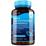 Multivitamines et minéraux pour hommes - 25 vitamines et minéraux actifs essentiels, avec la racine de maca et le ginseng panax - 180 comprimés végans - Fabriqué par Nutravita