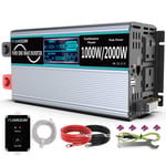 Flamezum Pure Sine Wave Power Inverter 1000/2000 Watt Inverter 12v to 240v DC to AC Converter with 4.5m Remote Controller & LCD Display & Dual AC Outlets & 2 USB Port for RV Truck Car