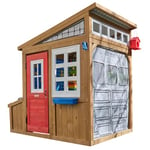 KidKraft Hobby Workshop Wooden Playhouse (FSC), Outdoor Play House with Activity Table and Workbench for Kids, Garden Furniture and Toy Storage for Children, P280153E