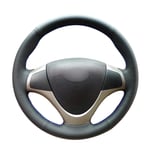 BTOEFE Couvre-Volant de Voiture en Cuir Artificiel PU Noir Cousu à la Main, pour Hyundai i30 2009-2011 Elantra Touring 2010 2011 2012-fil Noir